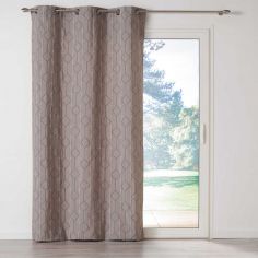 Malone Jacquard Geometric Curtain Panel with Eyelet Top - Taupe
