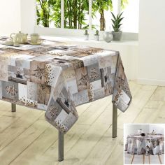 Etoile Givree Christmas Photoprint Tablecloth - Natural & Grey