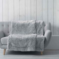 Marilou Faux Fur Throw Blanket - Silver Grey