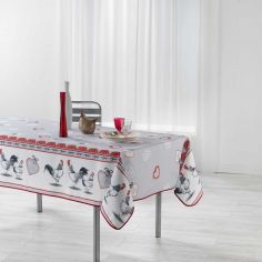 Gallinou Printed Tablecloth - Red & Grey