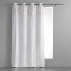 Graphigold Printed Velvet Eyelet Curtain Panel - White