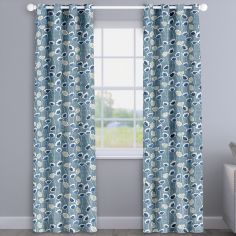 Clara Indigo Blue Floral Made To Measure Curtains