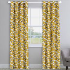 Clara Ochre Yellow Floral Made To Measure Curtains