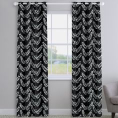 Scandi Spring Leaves Noir Black Made To Measure Curtains