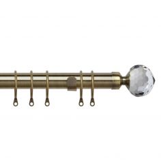 Pristine Crystal 25-28mm Extendable Complete Curtain Pole Set - Antique Brass