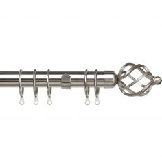 Pristine Cage 25-28mm Extendable Complete Curtain Pole Set - Satin Silver