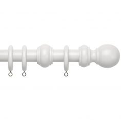 County Wood Fixed 28mm Complete Curtain Pole Set - White