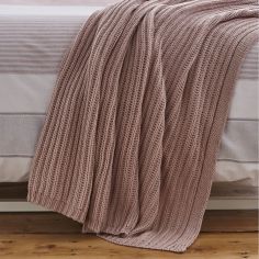 Catherine Lansfield Chunky Knit Throw - Blush Pink