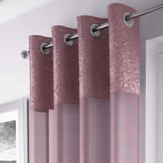 Elegant Madeira Ring Top Voile Curtain Panel - Blush Pink