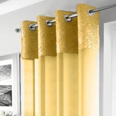 Elegant Madeira Ring Top Voile Curtain Panel - Ochre Yellow