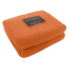 100% Cotton Honeycomb Woven Blanket Throw - Terracotta