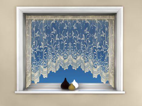 Butterfly Design Cream Jardiniere Net Curtain