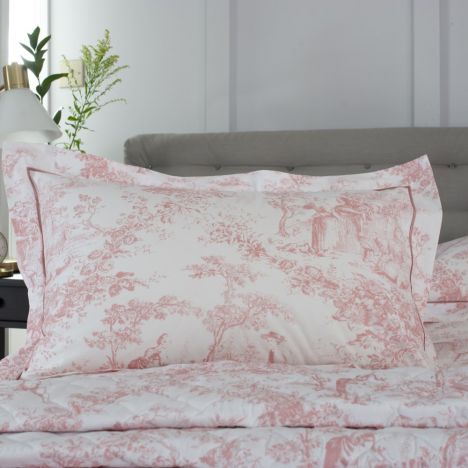 Toile De Jouy Vintage Oxford Pillowcase Pair - Pink