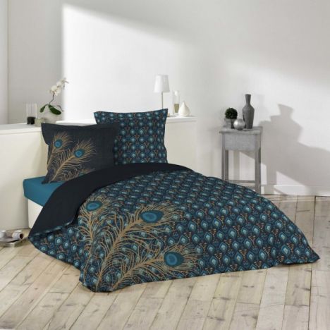 Plume D'Or Peacock Feathers Duvet Cover Set - Multi: King