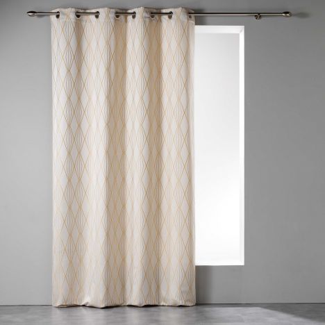 Azora Jacquard Eyelet Single Curtain Panel - Cream