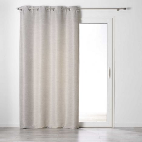 Glory Chambray Eyelet Single Curtain Panel - Linen Cream
