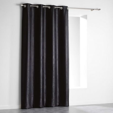 Paleo Embossed Blackout Eyelet Single Curtain Panel - Black