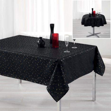 Safina Faux Silk Tablecloth - Black & Gold