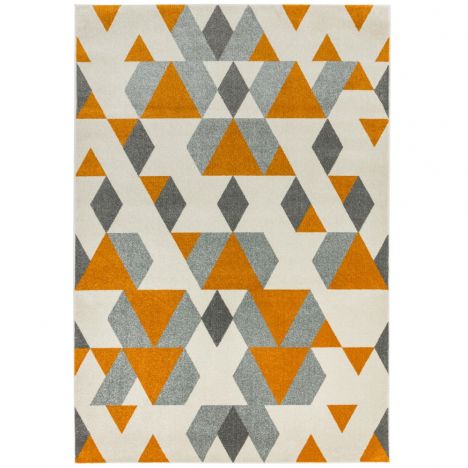 Colt Pyramid Geometric Rug - Rust Orange & Grey
