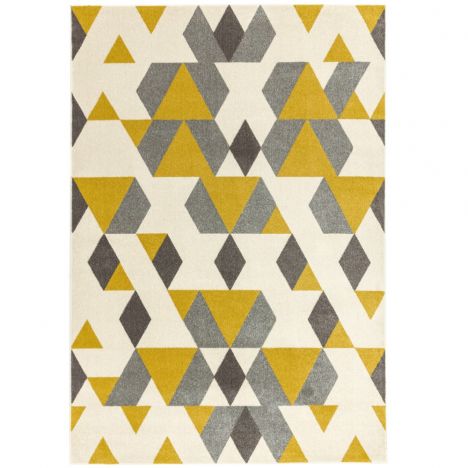 Colt Pyramid Geometric Rug - Mustard Yellow & Grey