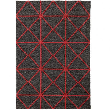 Prism Contrasting Geometric Pattern Rug - Red