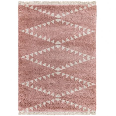 Rocco Berber Style Shaggy Fringe Rug - Pink