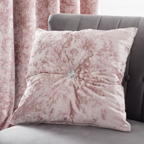 Catherine Lansfield Crushed Velvet Filled Cushion - Blush Pink