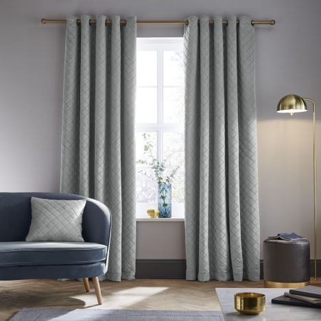 Catherine Lansfield So Soft Luxe Velvet Fully Lined Eyelet Curtains - Silver Grey