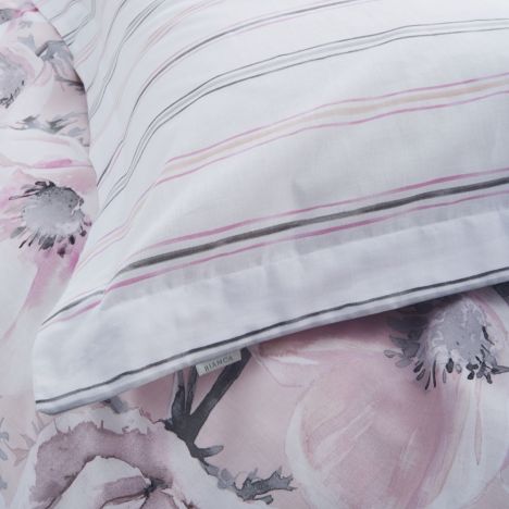 Bianca Arctic Poppy Floral 100% Cotton Oxford Pillowcase - Blush Pink