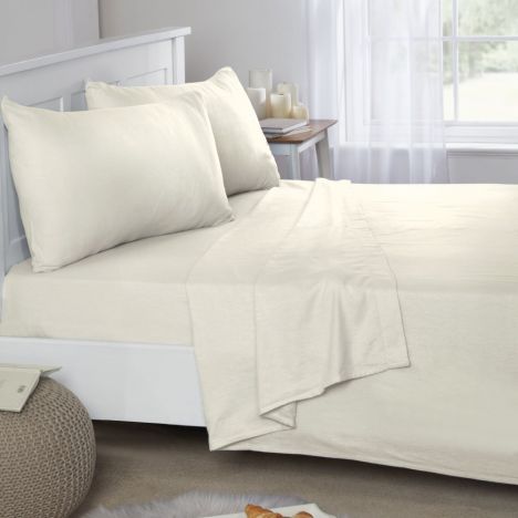 Flannelette Brushed Cotton Fitted Sheet - Cream