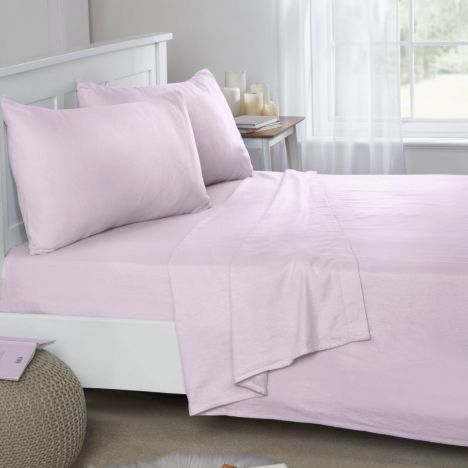 Flannelette Brushed Cotton Flat Sheet - Pink