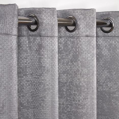 Ambiance Basketweave Thermal Blackout Eyelet Curtains - Charcoal Grey