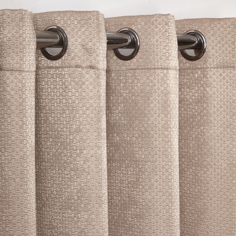 Ambiance Basketweave Thermal Blackout Eyelet Curtains - Taupe