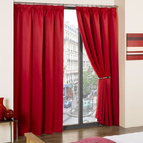 Cali Woven Blackout Tape Top Curtains - Red