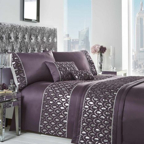 Crystal Sequin Sparkle Quilted Runner - Amethyst