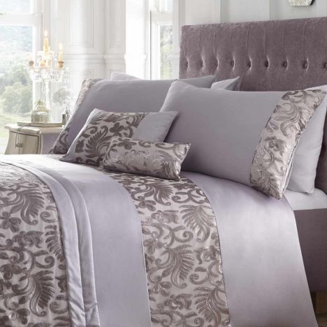 Grace Floral Sequinned Boudoir Cushion - Mauve