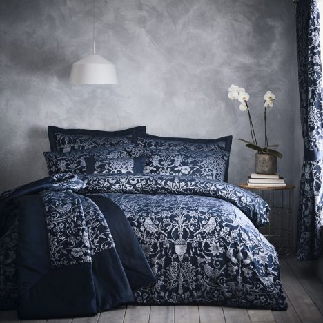 Oak Tree Jacquard Bedspread Set - Midnight Blue
