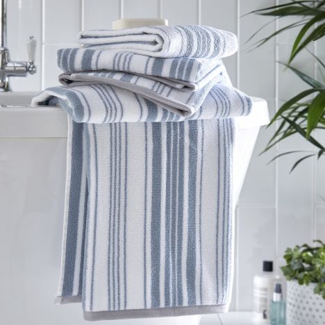 Regency Striped 100% Cotton Towel - Blue