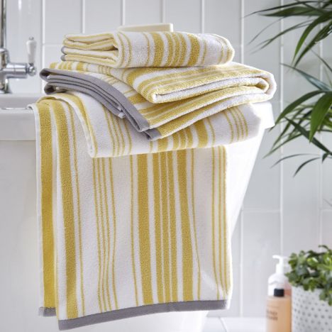 Regency Striped 100% Cotton Towel - Yellow