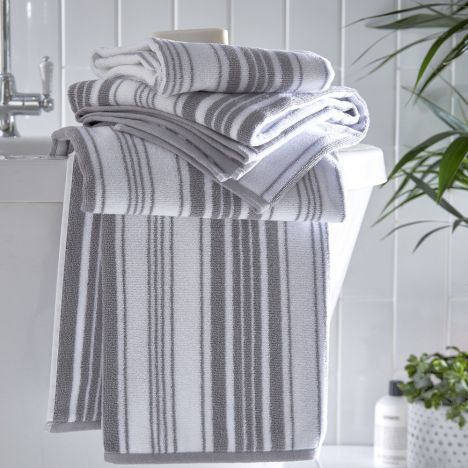 Regency Striped 100% Cotton Towel - Grey