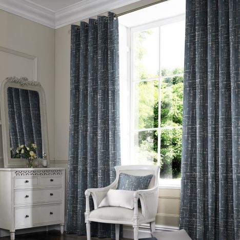 Vera Navy Blue Line Made to Measure Curtains