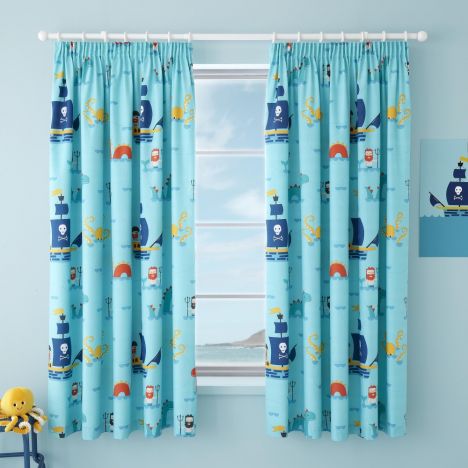 Cosatto Sea Monsters Lined Tape Top Curtains - Blue