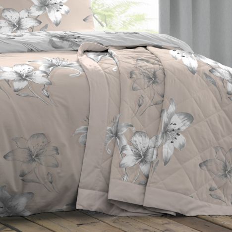 Kitty Floral Quilted Bedspread - Blush Pink