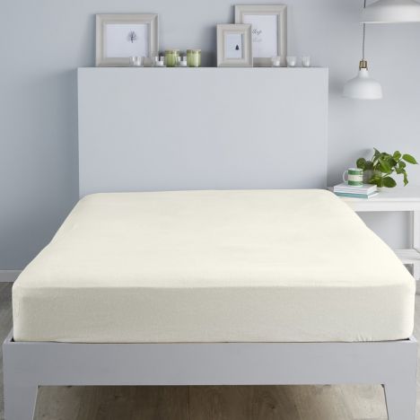 100% Brushed Cotton Fitted Sheet - Cream
