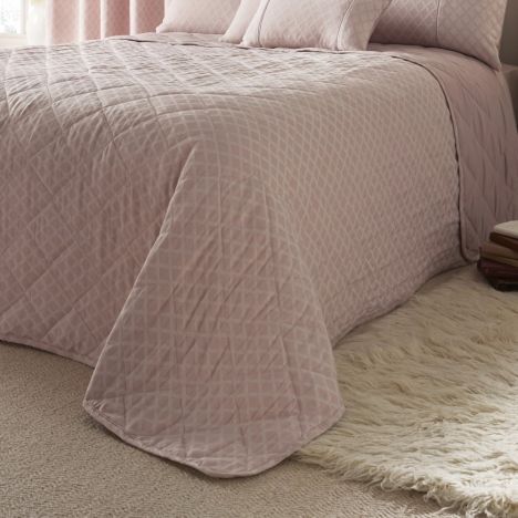 Croma Jacquard Quilted Bedspread, King Size Bed Throws Pink