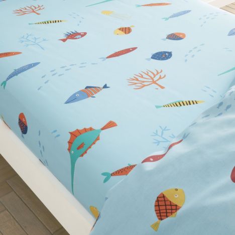 Catherine Lansfield Ocean Life Fitted Sheet - Blue