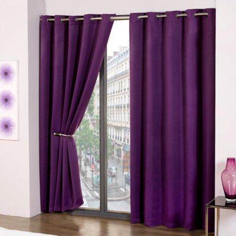 Cali Eyelet Ring Top Thermal Blackout Curtains - Purple