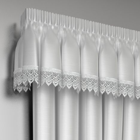 Luxury Ready Made Lined Lace Pelmet Valance - White 