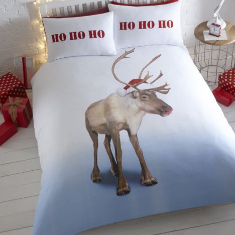 Blitzen Reindeer Christmas Quilt Duvet Cover Set