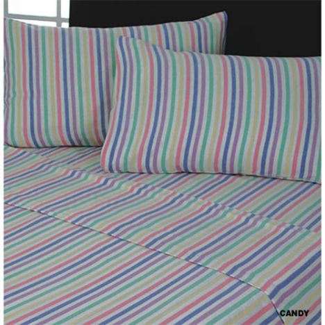 Flannelette 100% Cotton Fitted Sheet Candy Stripe